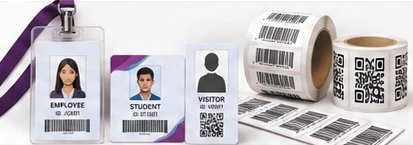Printed identification cards, barcodes and QR codes